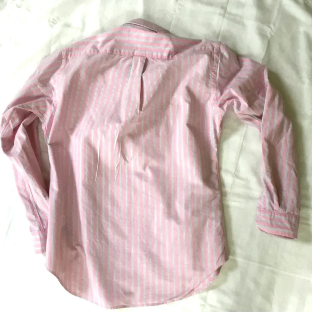 Ralph Lauren Pink and White Striped Button Down Shirt - Picture 4 of 5